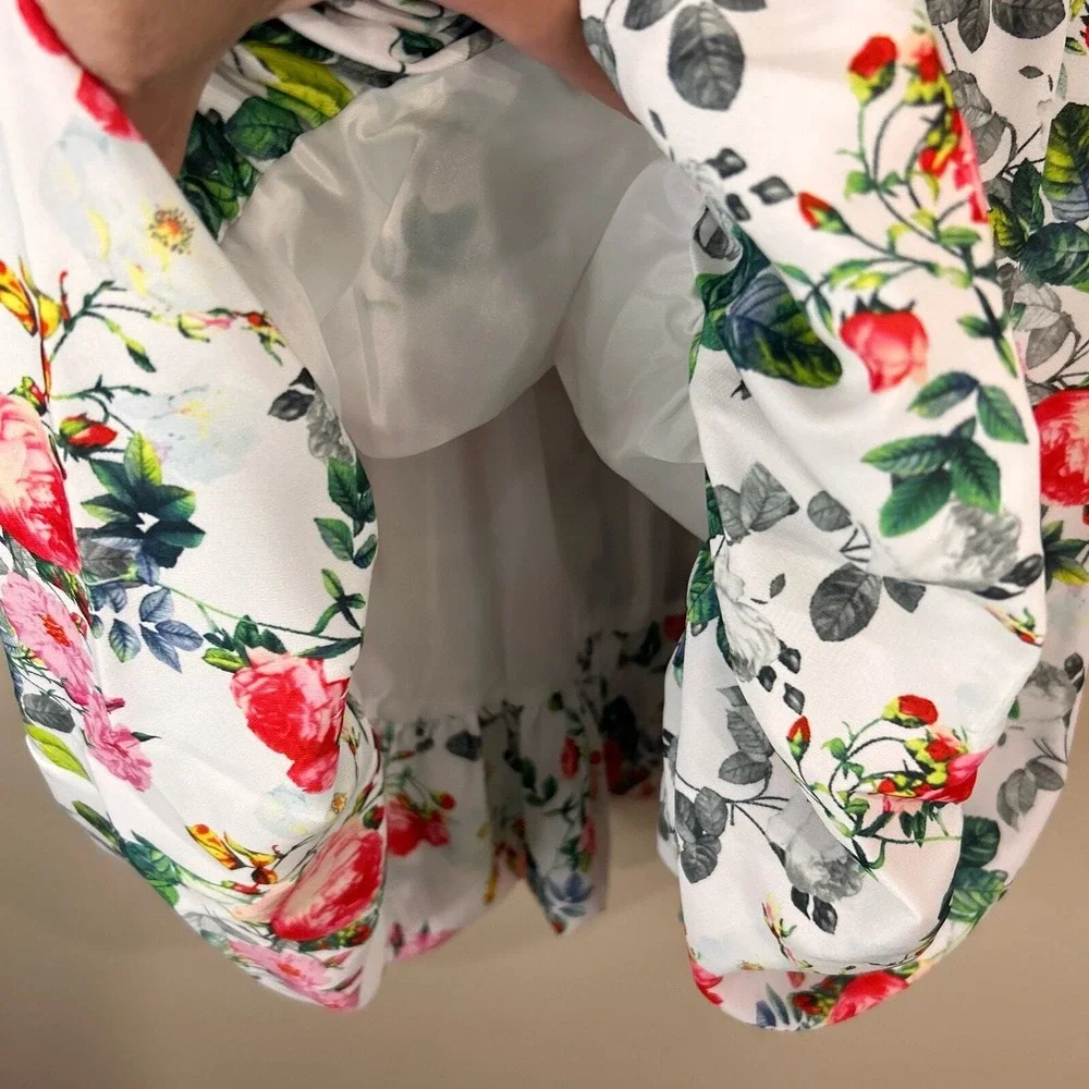 Blush by Us Angels Girls Dress 16 White Floral Smocked Sleeveless Fit & Flare‎